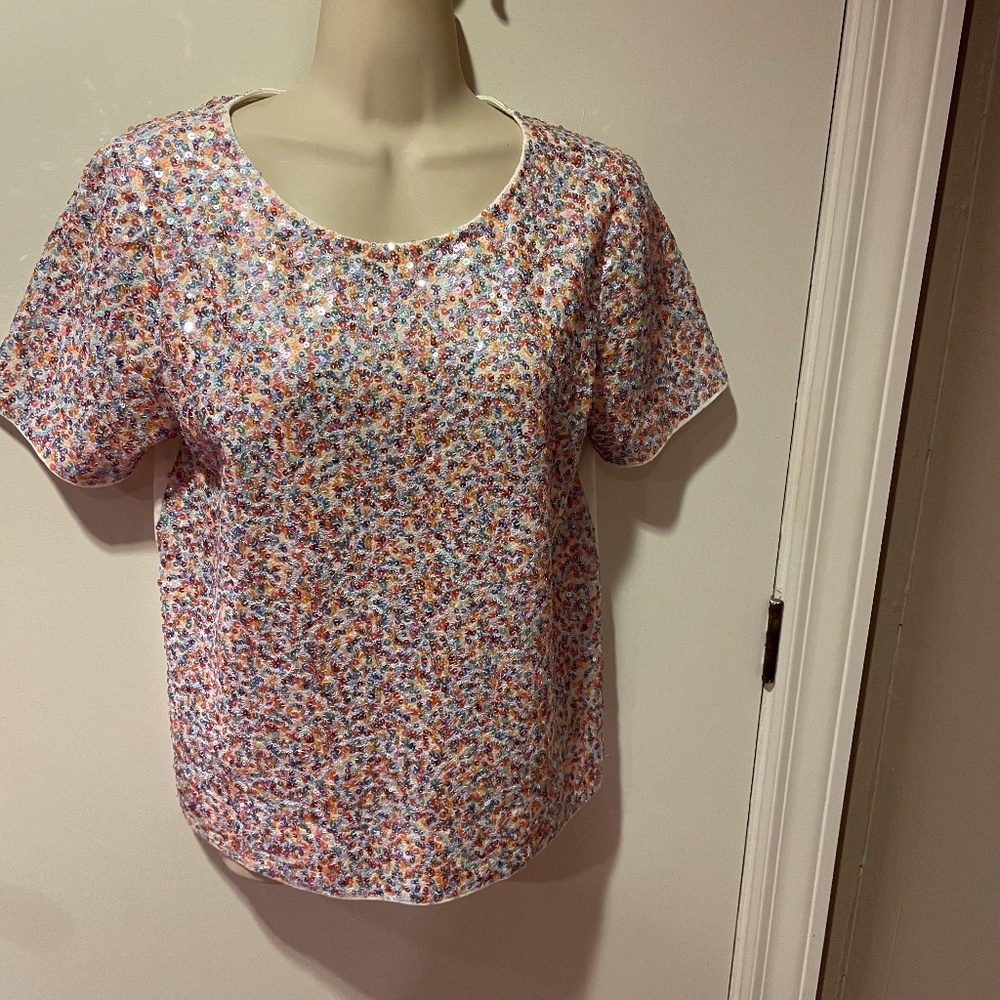 J. Crew multicolor sequin t-shirt